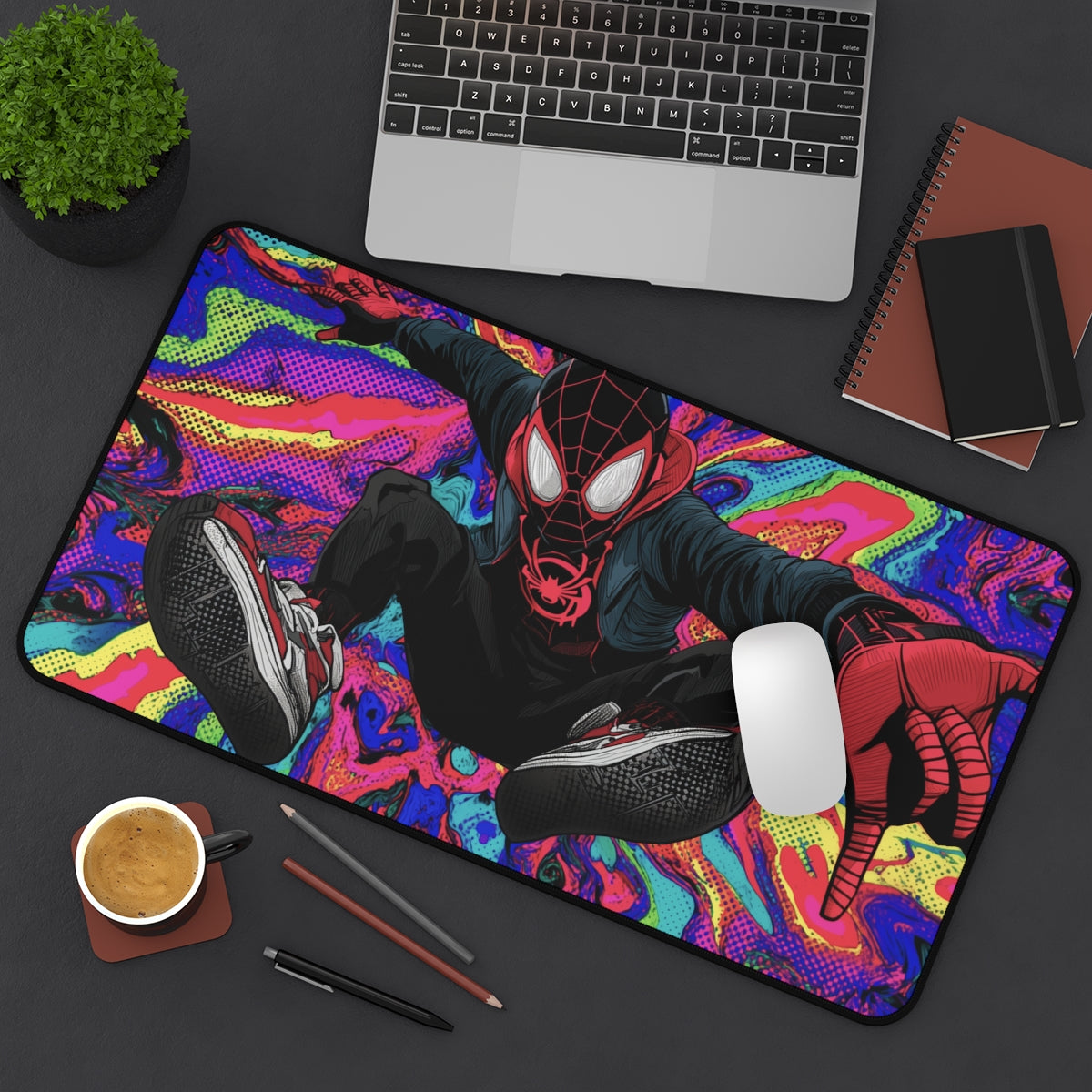 Miles Morales Playmat | Magic the Gathering Playmat | Psychedelic Spider-Verse with Zones Option | 24x14