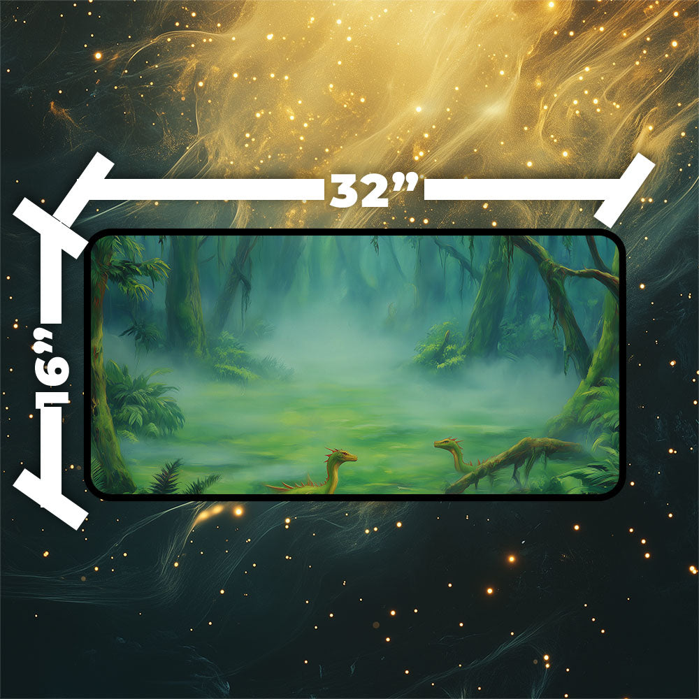 Misty Rainforest Playmat | Magic the Gathering Playmat | Dragon Fetch Land MTG Playmat with Zones Option | 24x14 | 32x16