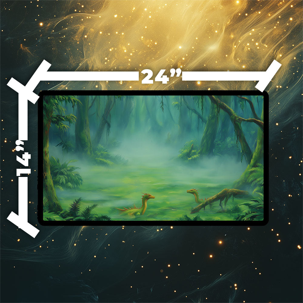 Misty Rainforest Playmat | Magic the Gathering Playmat | Dragon Fetch Land MTG Playmat with Zones Option | 24x14 | 32x16