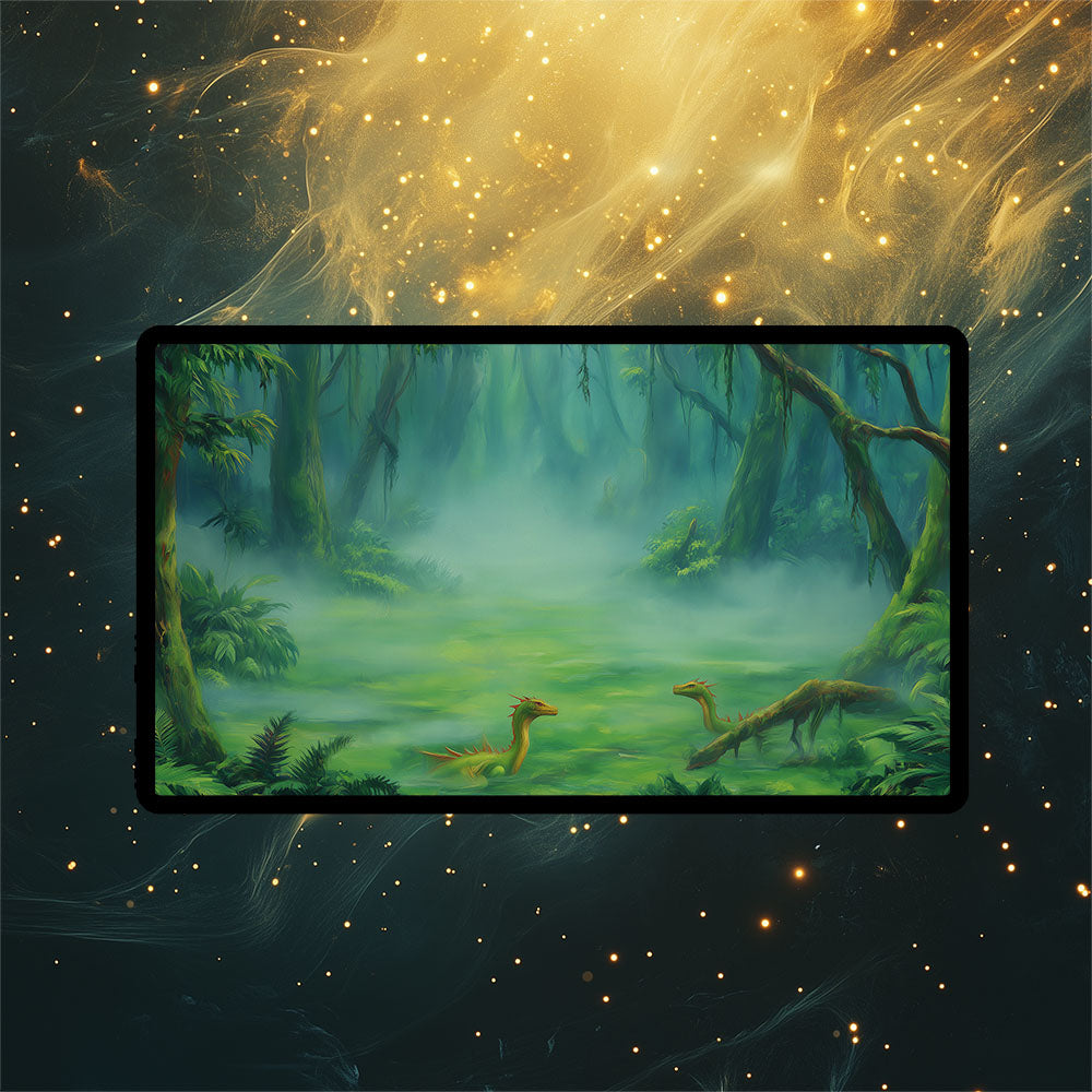 Misty Rainforest Playmat | Magic the Gathering Playmat | Dragon Fetch Land MTG Playmat with Zones Option | 24x14 | 32x16