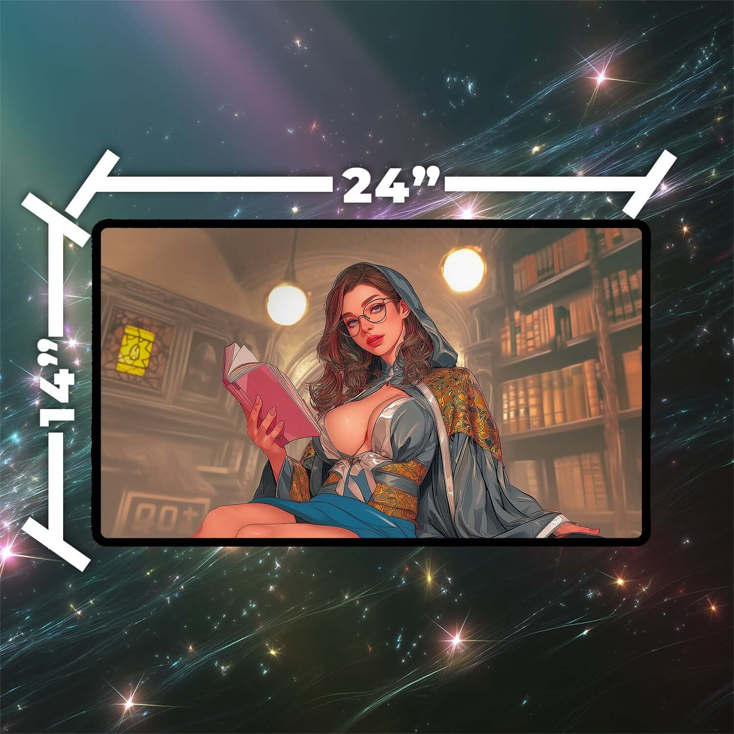 Mystical Tutor Playmat | Magic the Gathering Playmat | Sorceress Playmat with Zones Option | 24x14 | 22x12 | 32x16 Sizes