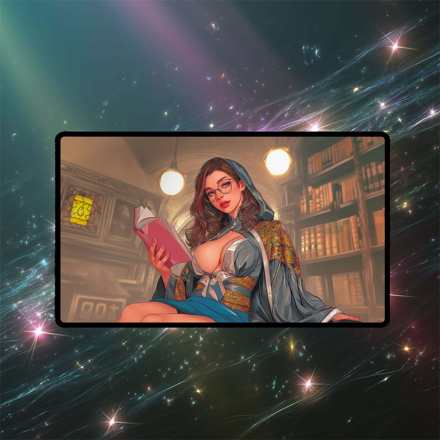 Mystical Tutor Playmat | Magic the Gathering Playmat | Sorceress Playmat with Zones Option | 24x14 | 22x12 | 32x16 Sizes