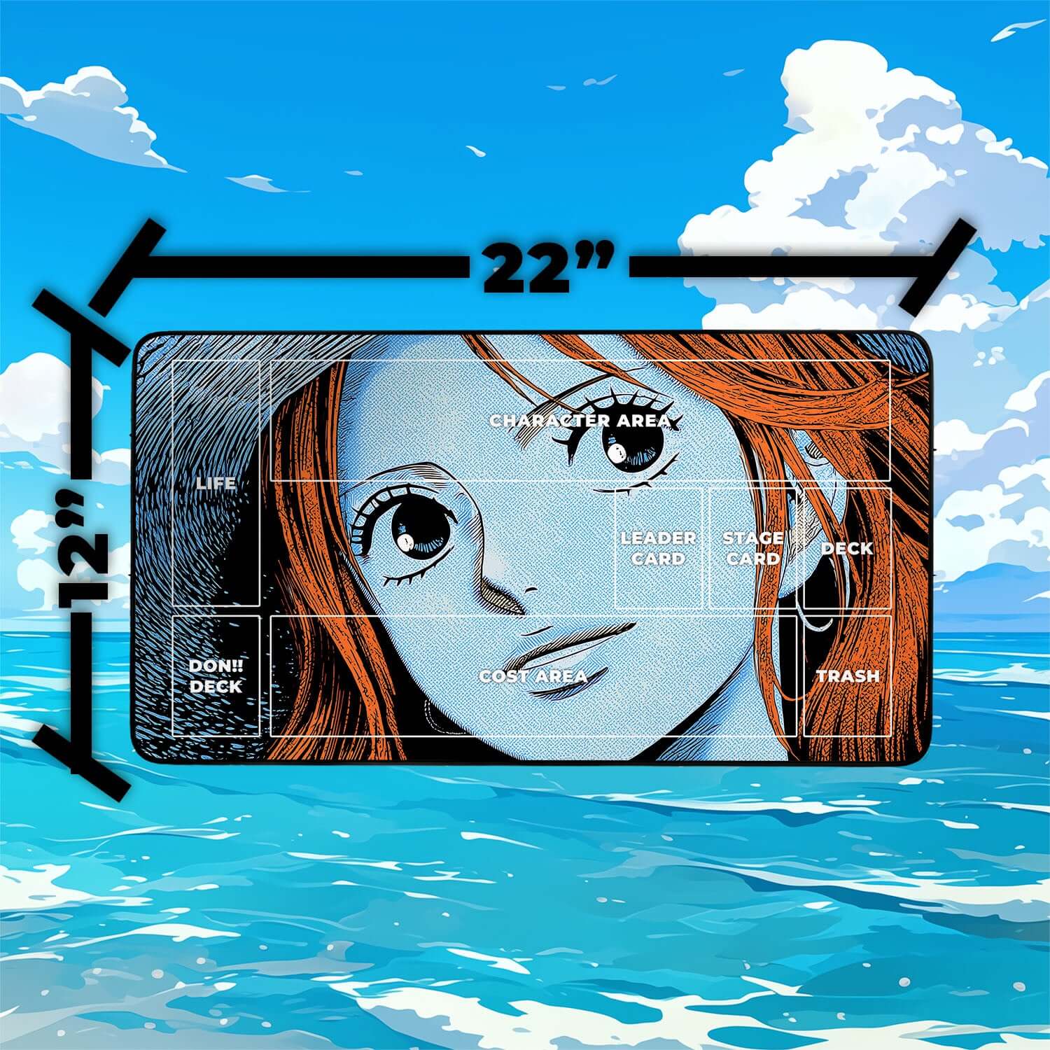 Nami Playmat | One Piece Playmat | Straw Hat Crew Playmat with Zones Option | 24x14 | 22x12 | 32x16 Sizes