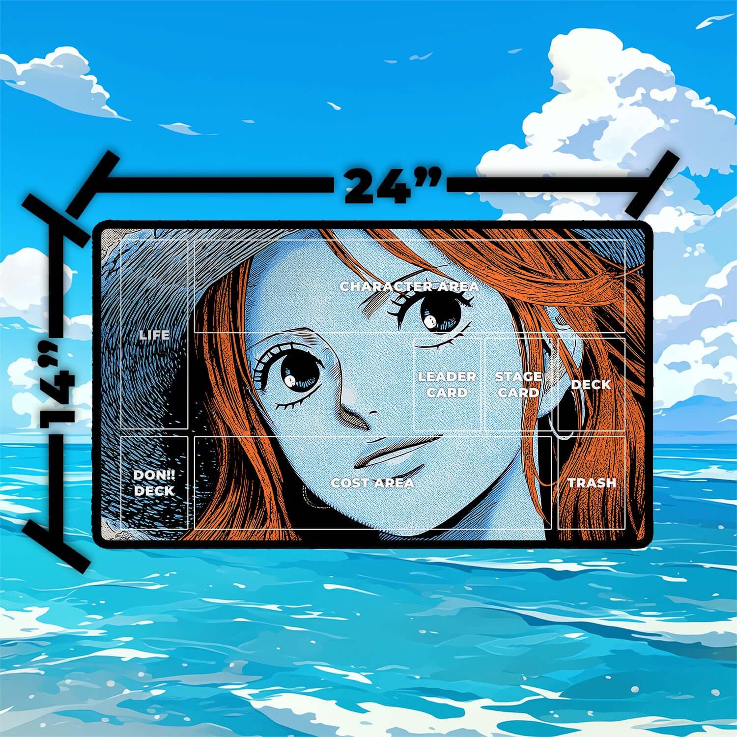 Nami Playmat | One Piece Playmat | Straw Hat Crew Playmat with Zones Option | 24x14 | 22x12 | 32x16 Sizes