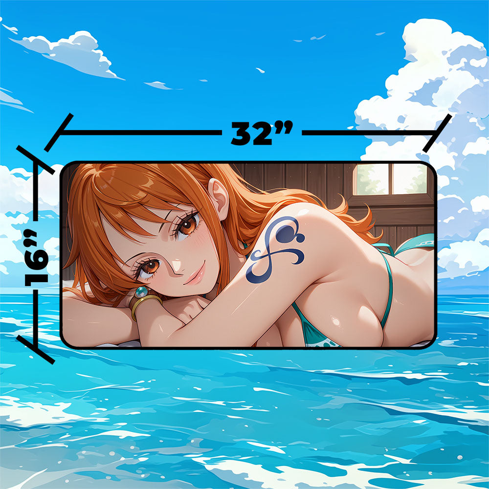 Nami Playmat | One Piece Playmat | Green Bikini With Zones Option | 24x14 | 32x16 Sizes