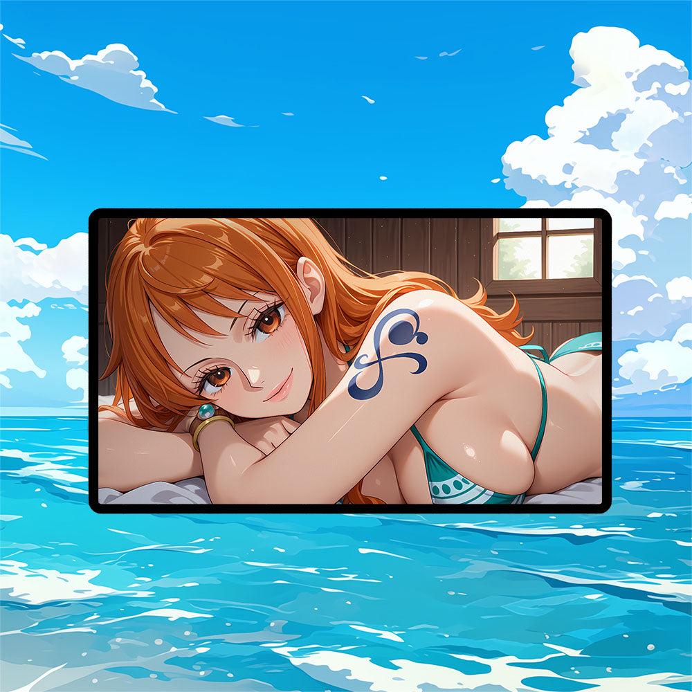 Nami Playmat | One Piece Playmat | Green Bikini With Zones Option | 24x14 | 32x16 Sizes