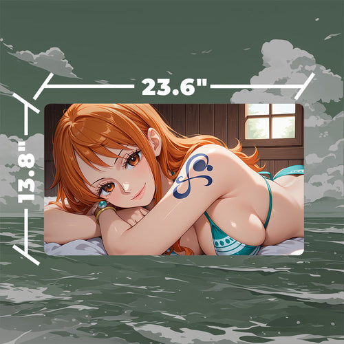 Beach Navigator Playmat (Borderless) | Green Bikini Anime Mat