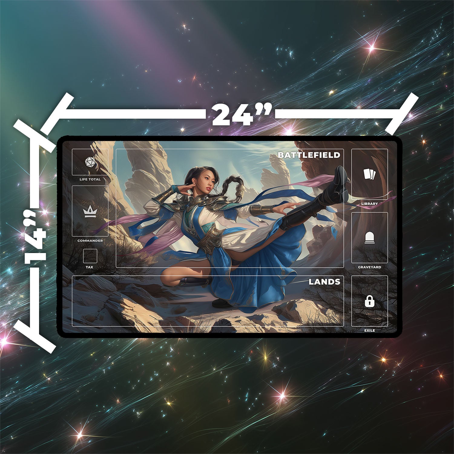 Narset, Enlightened Master Playmat | Magic the Gathering Playmat | Iconic Planeswalker Playmat with Zones Option | 24x14 | 32x16 Sizes