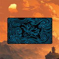 Neon Katara playmat featuring dynamic waterbending wave art in electric blues against a dramatic background.