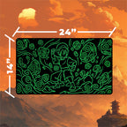 Neon Toph playmat featuring vibrant neon design with earthbending elements, measuring 24x14 inches.