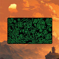 Neon Toph playmat featuring a dynamic earthbending pose with glowing green designs on a black background.
