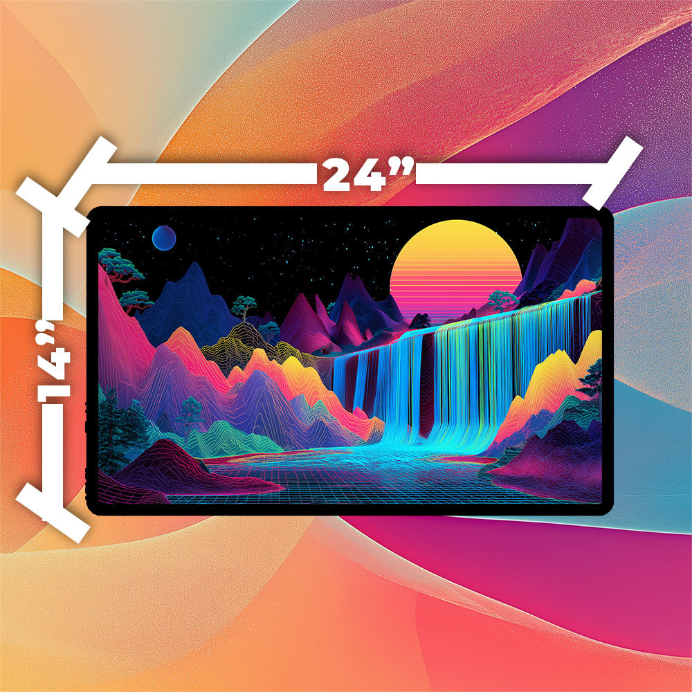 Neon Waterfall Playmat | Premium TCG Playmat No Zones Option | 24x14 | 32x16