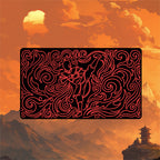 Neon Zuko playmat with dynamic fire kick pose and swirling flames, perfect for tabletop gaming and MTG battles.