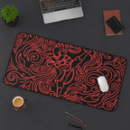 Neon Zuko playmat featuring a firebending pose with dynamic red designs, perfect for gaming or desk use.