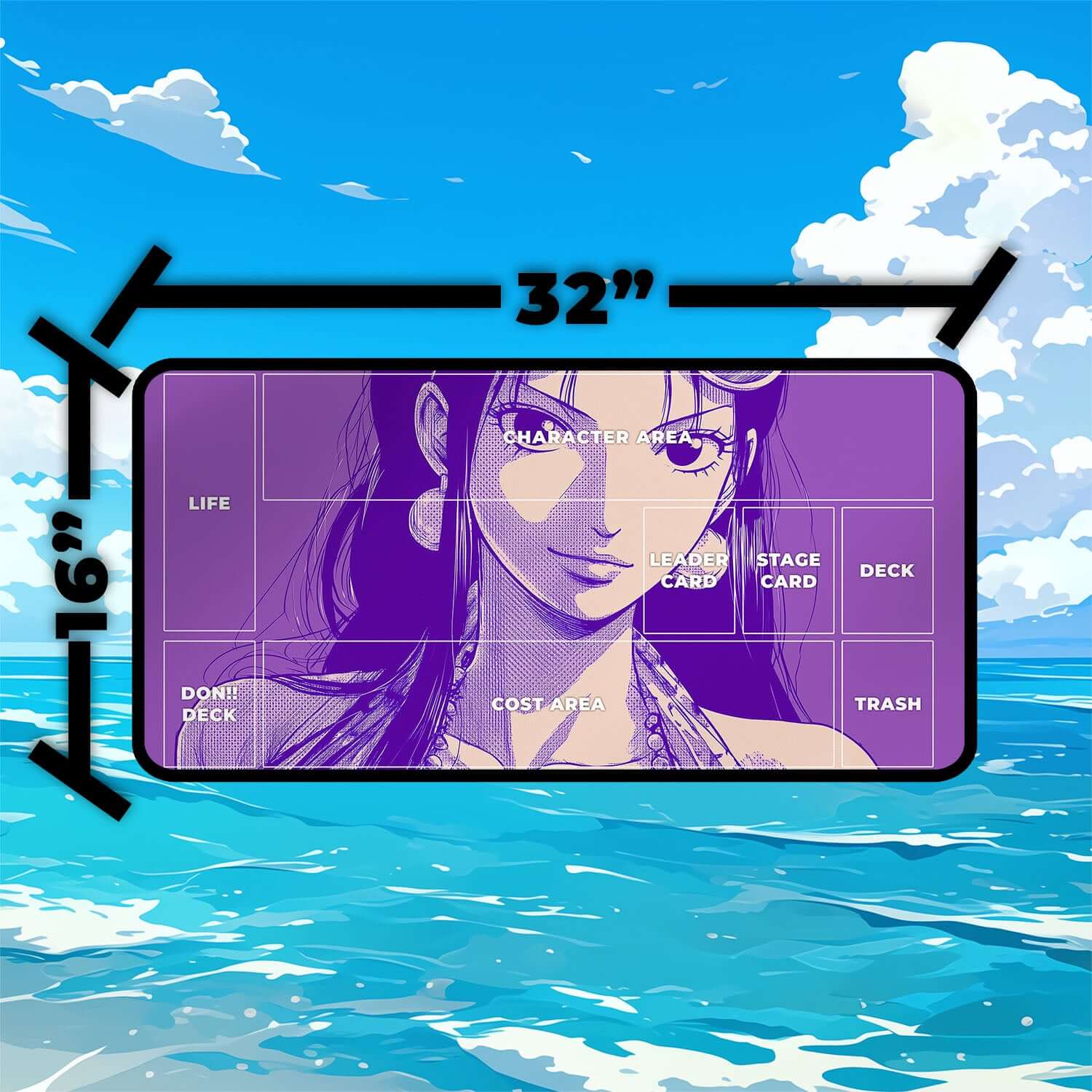 Nico Robin Playmat | One Piece Playmat | Straw Hat Crew Playmat with Zones Option | 24x14 | 22x12 | 32x16 Sizes