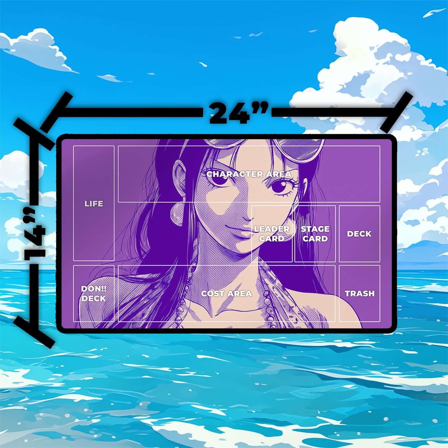 Nico Robin Playmat | One Piece Playmat | Straw Hat Crew Playmat with Zones Option | 24x14 | 22x12 | 32x16 Sizes