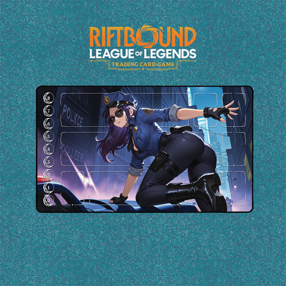 Officer Caitlyn Playmat | Riftbound League of Legends Playmat With Zones Option | 24x14 Size