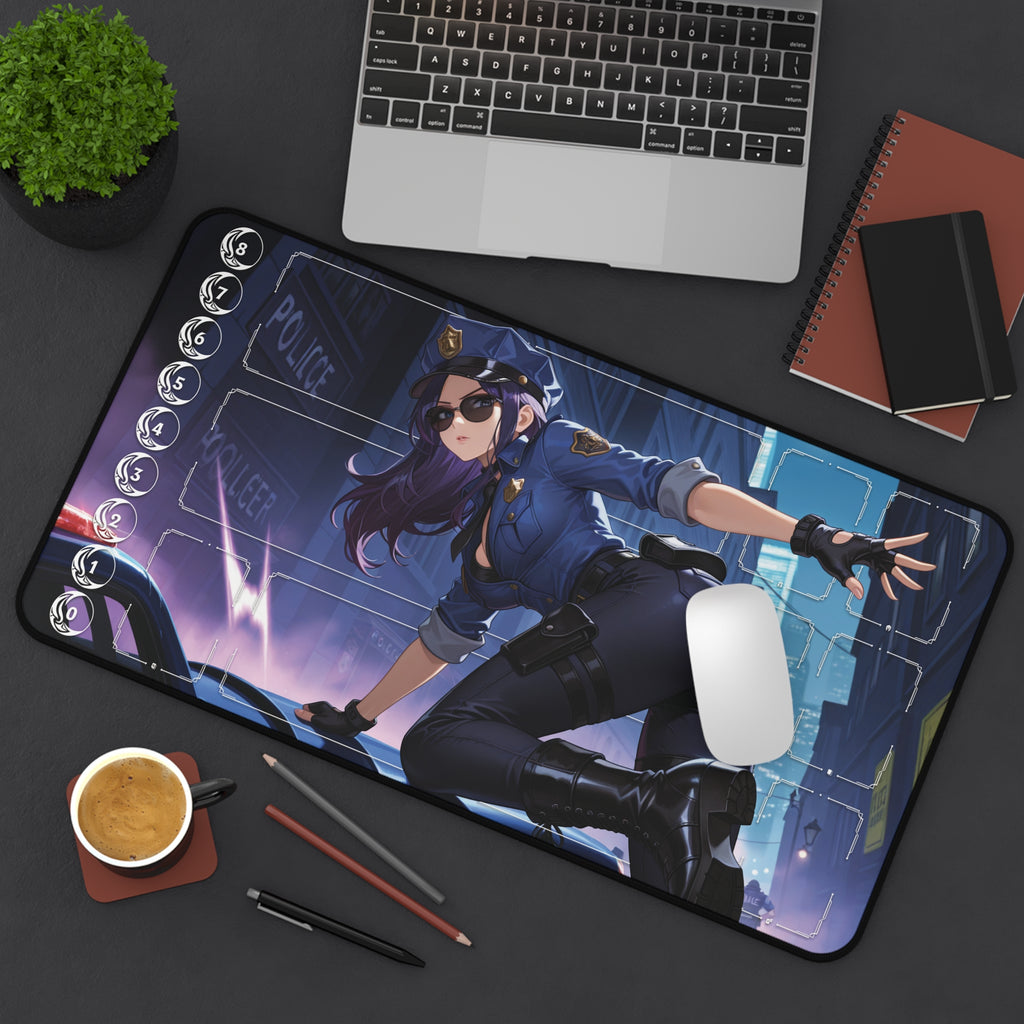 Officer Caitlyn Playmat | Riftbound League of Legends Playmat With Zones Option | 24x14 Size