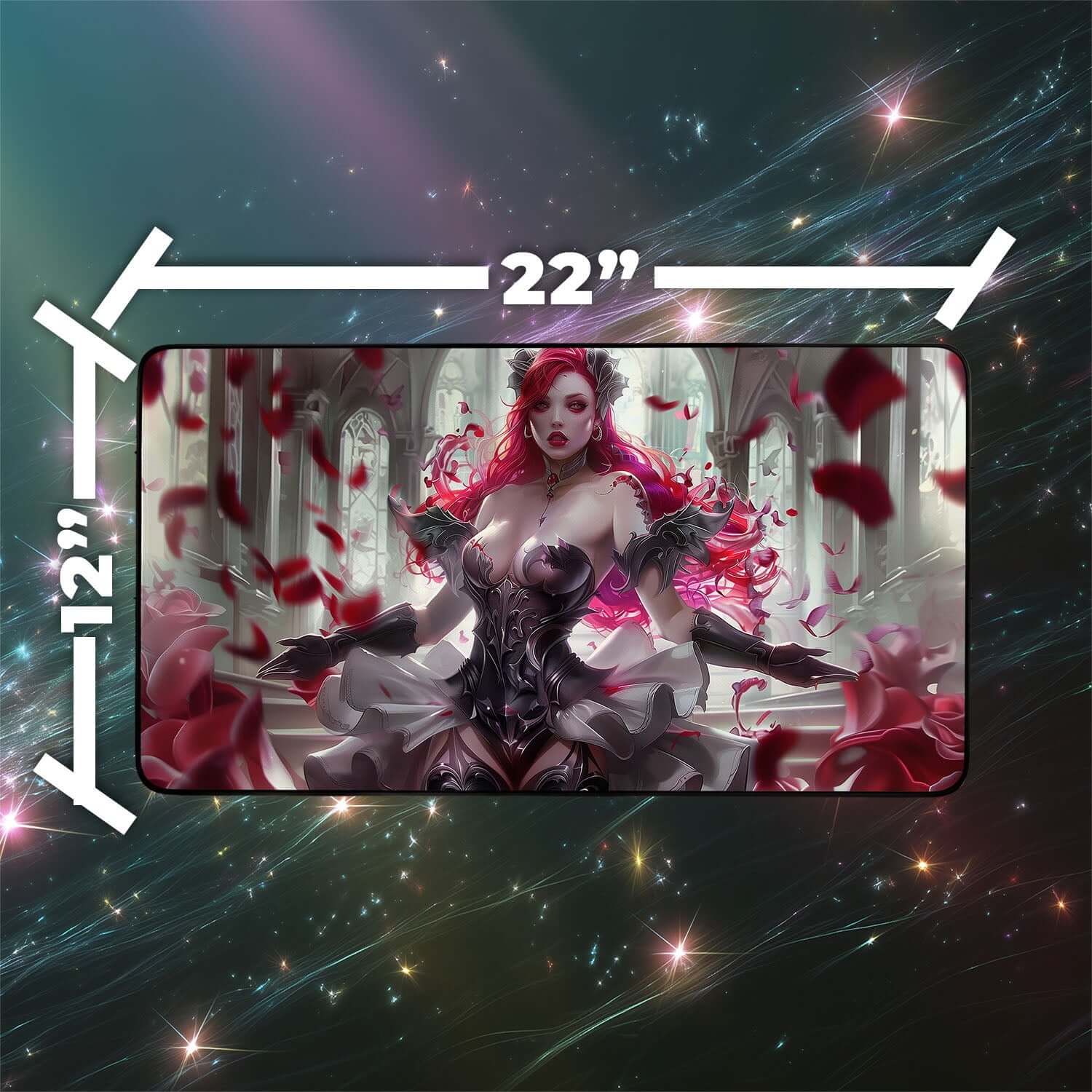Olivia, Crimson Bride Playmat | Magic the Gathering Playmat | Vampire Bride Playmat Mat with Zones Option | 24x14 | 22x12 | 32x16 Sizes