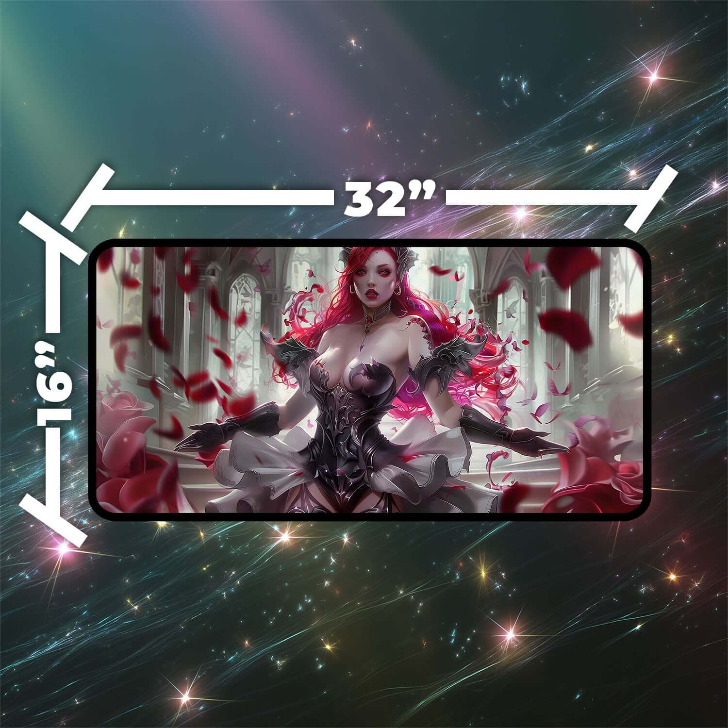 Olivia, Crimson Bride Playmat | Magic the Gathering Playmat | Vampire Bride Playmat Mat with Zones Option | 24x14 | 22x12 | 32x16 Sizes
