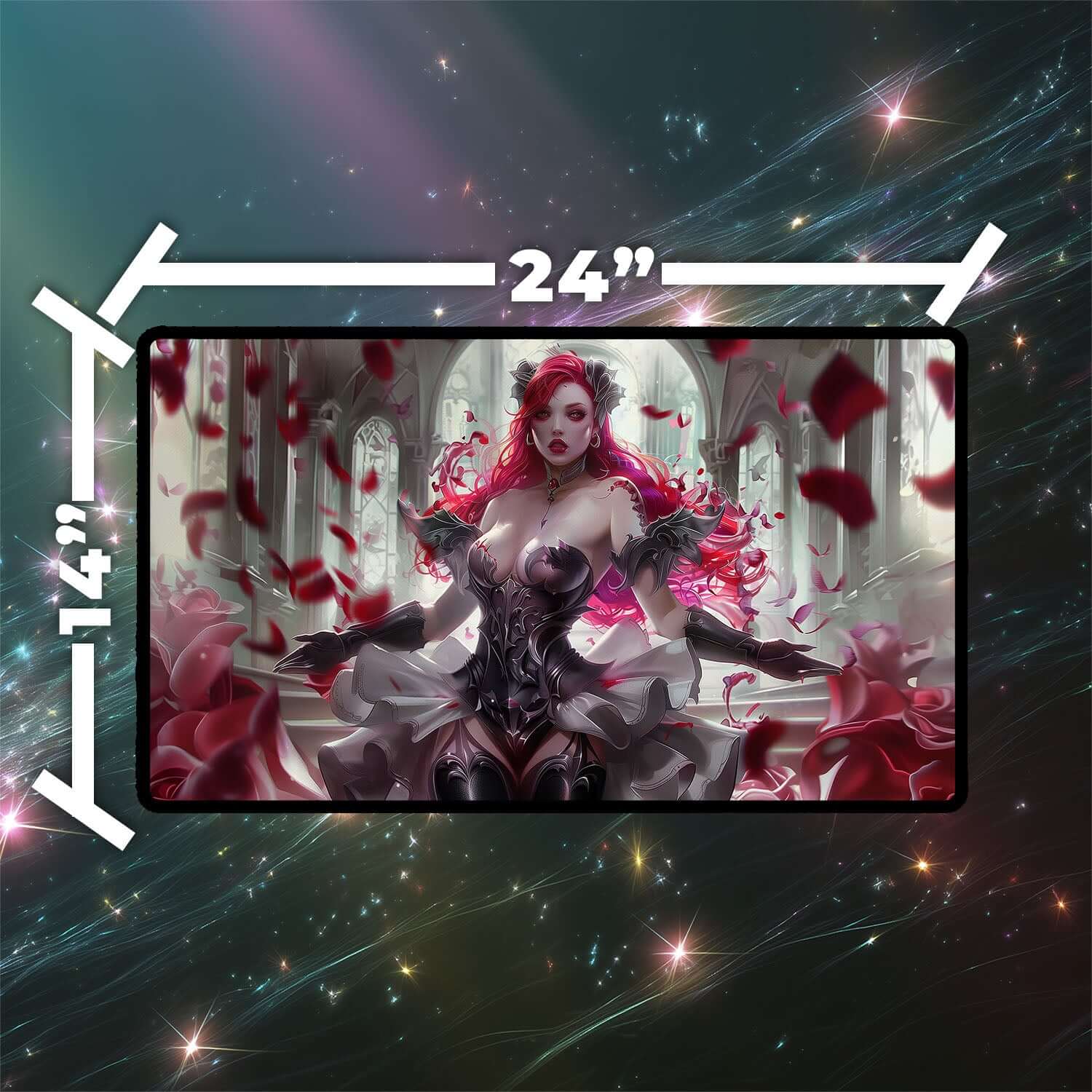 Olivia, Crimson Bride Playmat | Magic the Gathering Playmat | Vampire Bride Playmat Mat with Zones Option | 24x14 | 22x12 | 32x16 Sizes