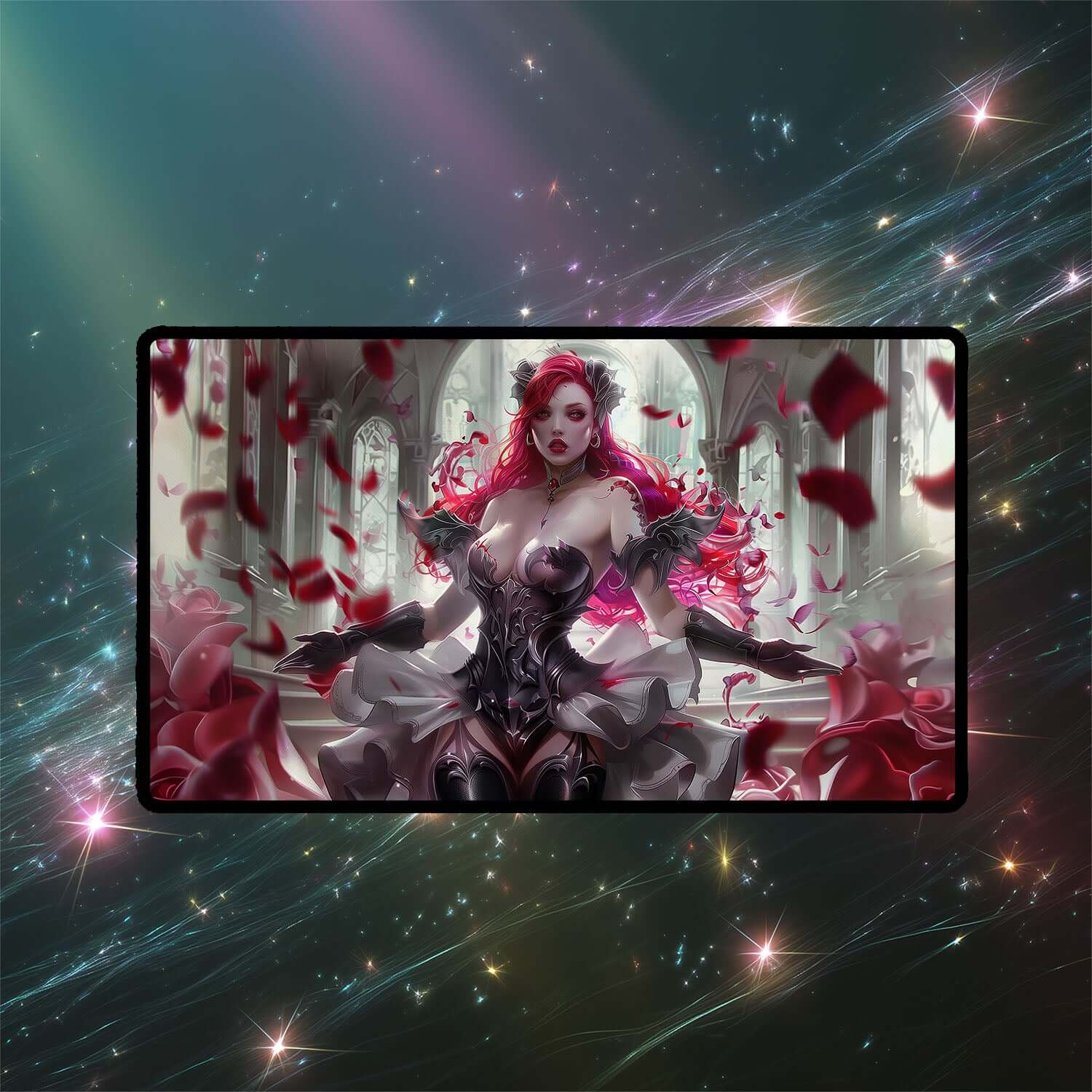 Olivia, Crimson Bride Playmat | Magic the Gathering Playmat | Vampire Bride Playmat Mat with Zones Option | 24x14 | 22x12 | 32x16 Sizes