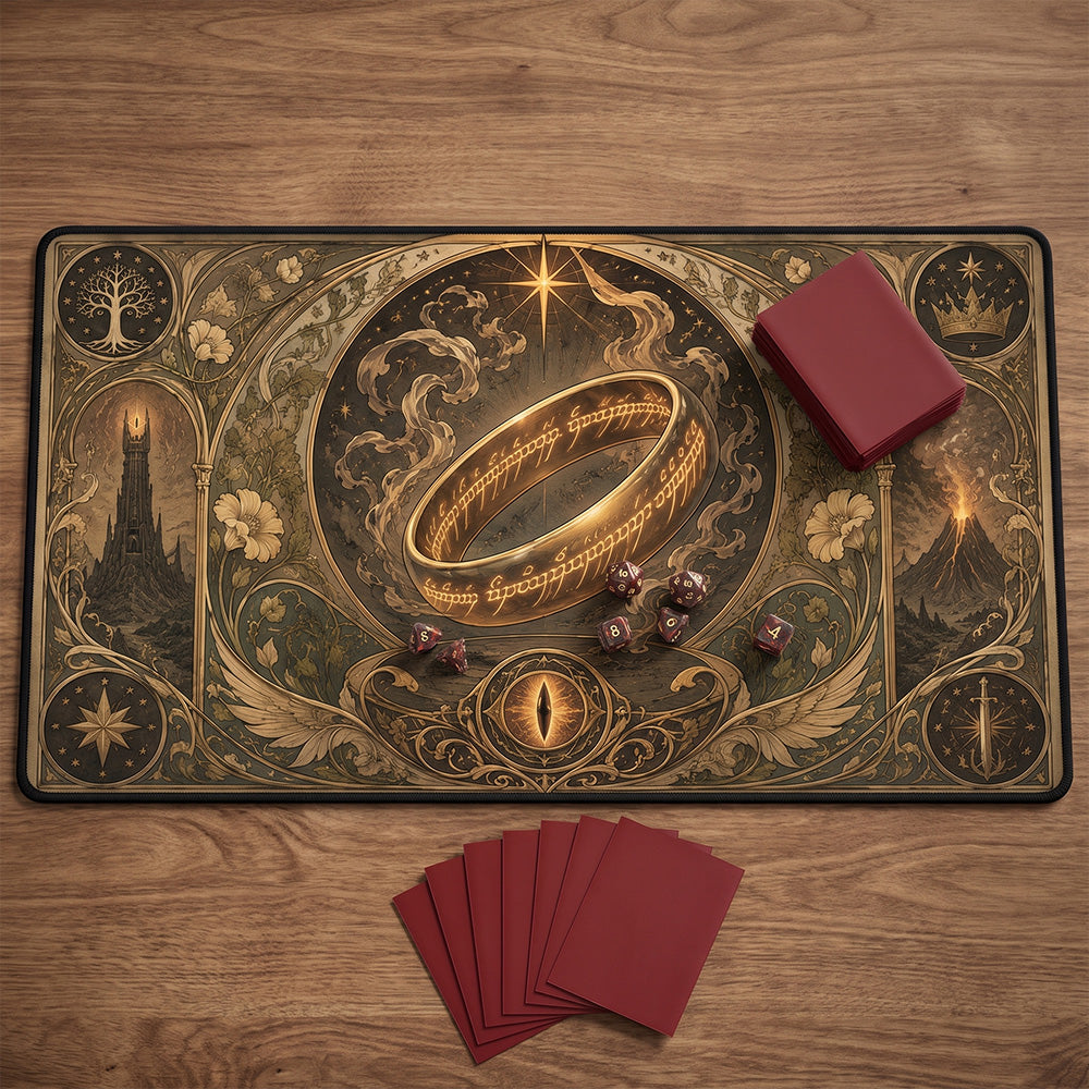 Art Nouveau Golden Ring Playmat | Elegant Line Art TCG Mat