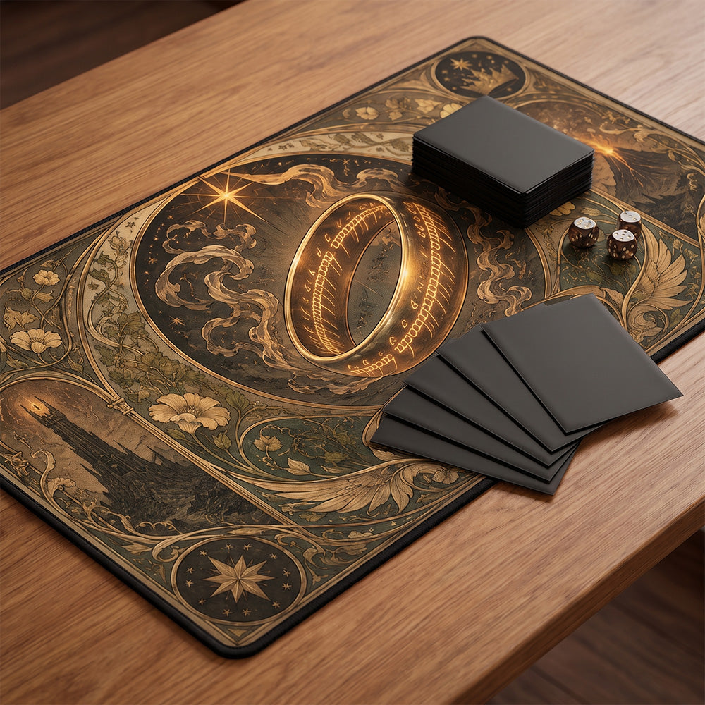 Art Nouveau Golden Ring Playmat | Elegant Line Art TCG Mat