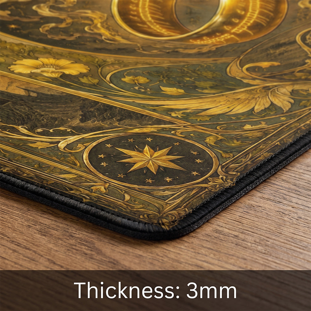Art Nouveau Golden Ring Playmat | Elegant Line Art TCG Mat