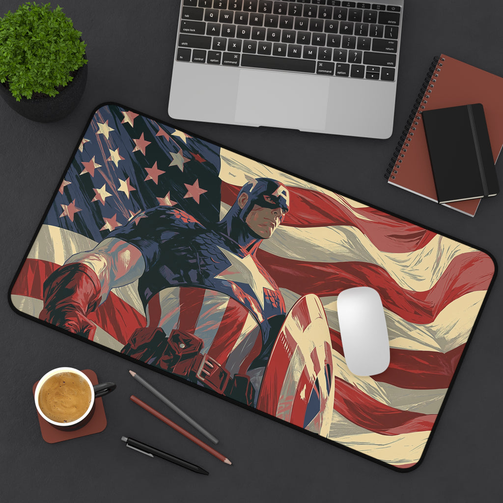 Patriotic Superhero Playmat | American Flag Comic Art