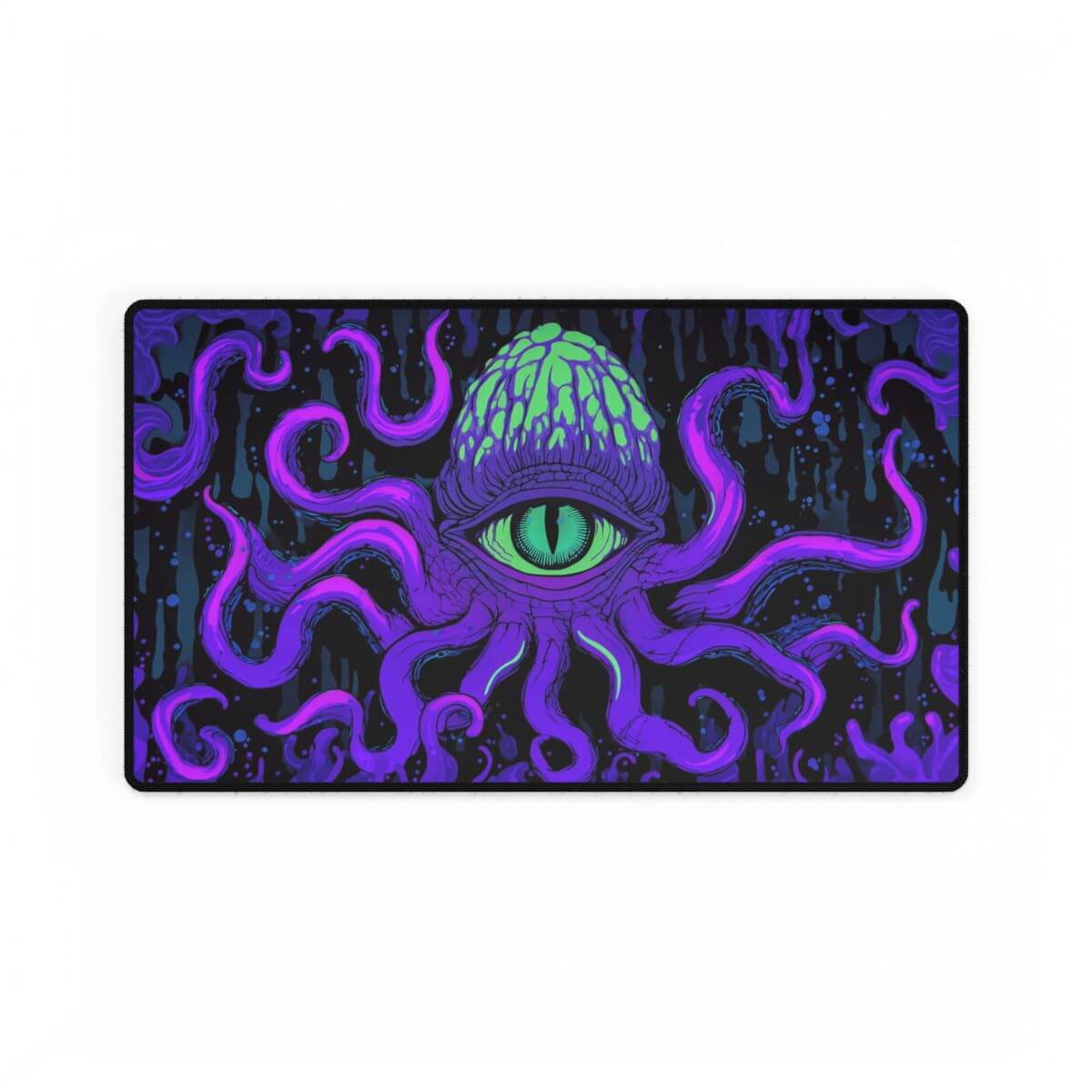 Psychedelic Cthulhu Eye Playmat | Magic the Gathering Playmat | Neon Tentacle Playmat with Zones Option | 24x14 | 22x12 | 32x16 Sizes