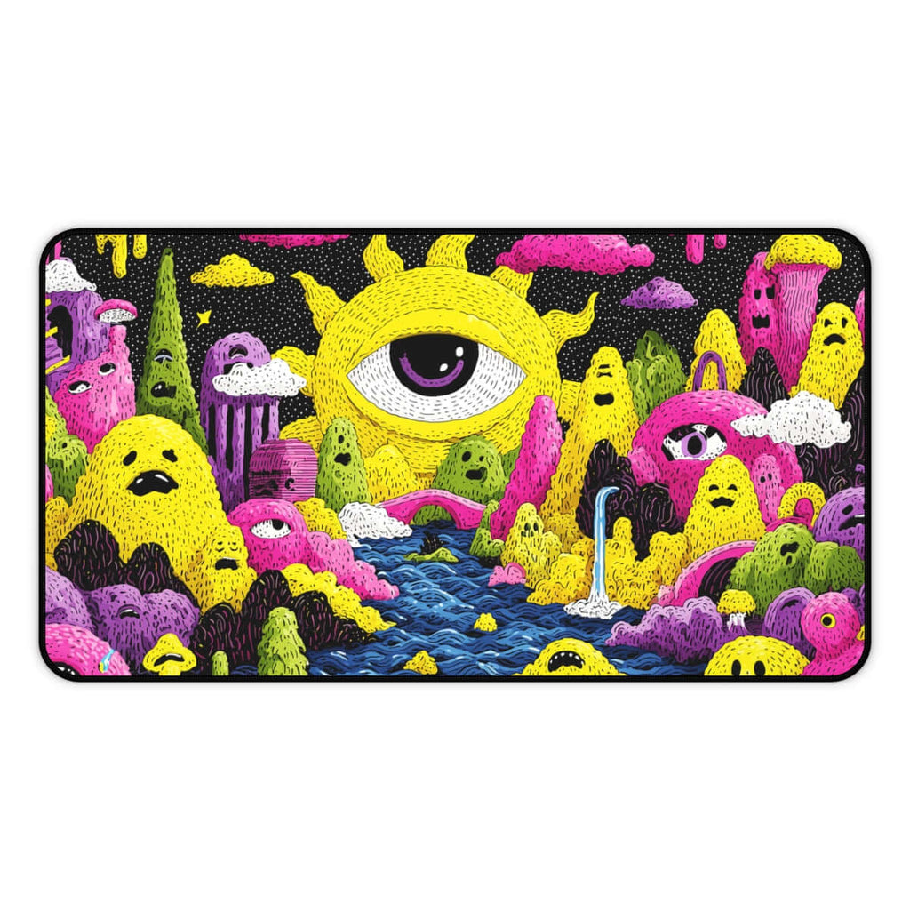 Psychedelic Eye River Playmat | Whimsical Surreal Fantasy TCG Playmat without Zones Option | 24x14 | 22x12 | 32x16 Sizes