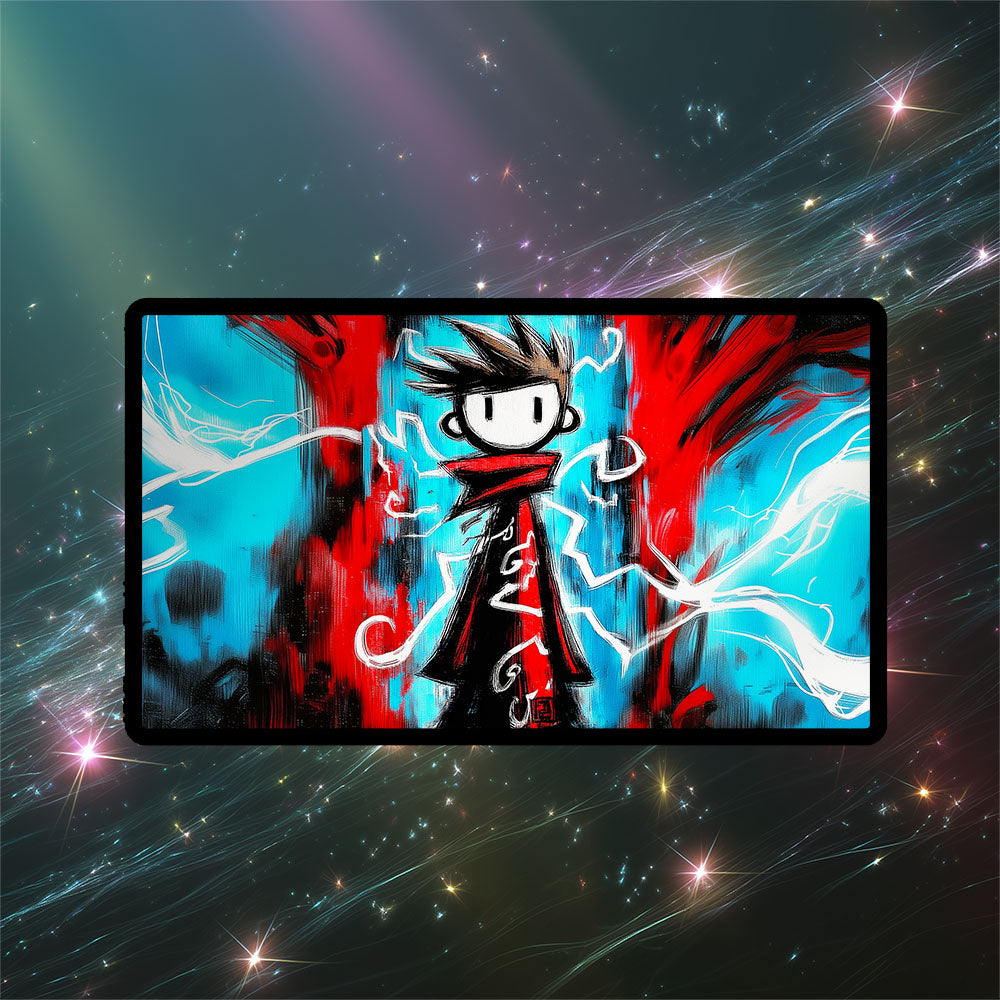 Ral Monsoon Mage Playmat | TCG Playmat | Cute Doodle Style Spell Slinger Artwork No Zones Option | 24x14 | 32x16 Sizes