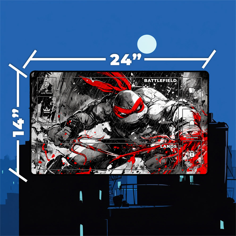 Raphael TMNT playmat black noir style MTG desk mat with optional zones