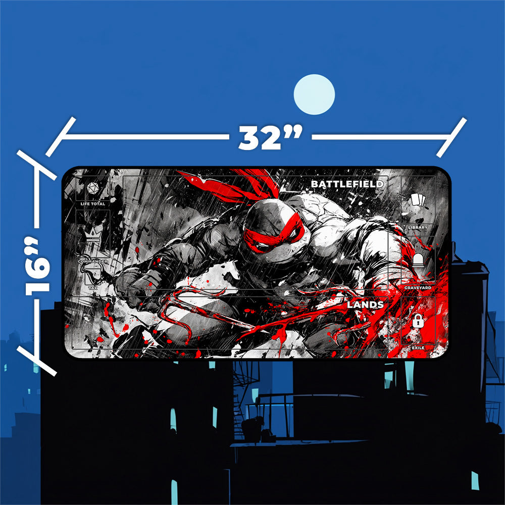 Raphael TMNT playmat black noir style MTG desk mat with optional zones