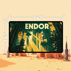 Endor playmat laid flat showing full 24x14 desk mat size