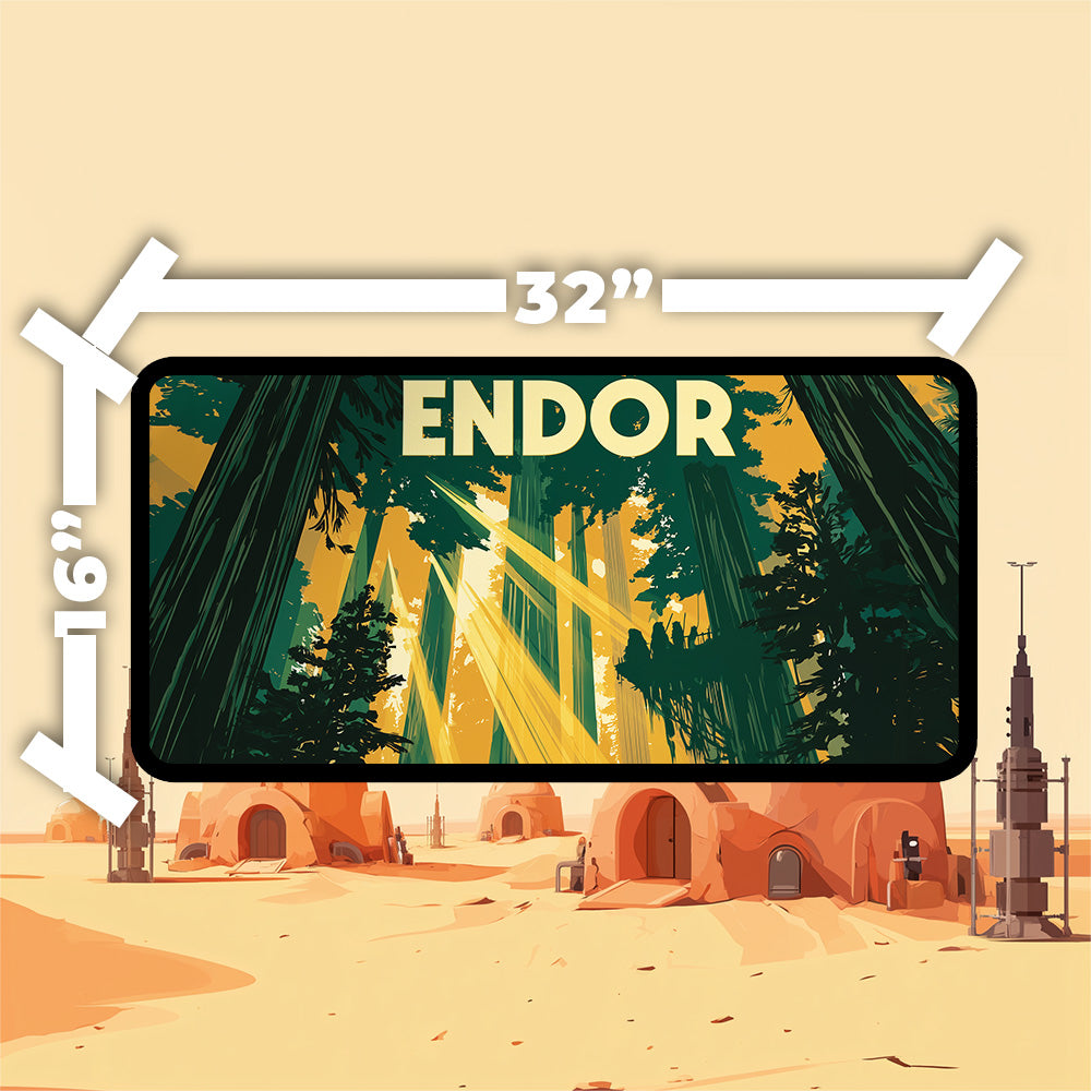 Endor playmat close-up showing vibrant print detail and colors