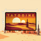 Tatooine playmat laid flat showing full 24x14 desk mat size
