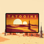 Tatooine playmat with desert dunes and warm golden tones TCG desk mat