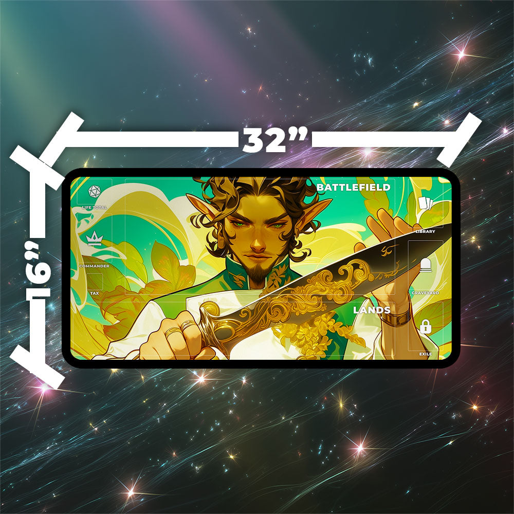 Rocco Cabaretti Caterer Playmat | TCG Playmat | Elf Chef Fantasy Artwork With Zones Option | 24x14 | 32x16 Sizes