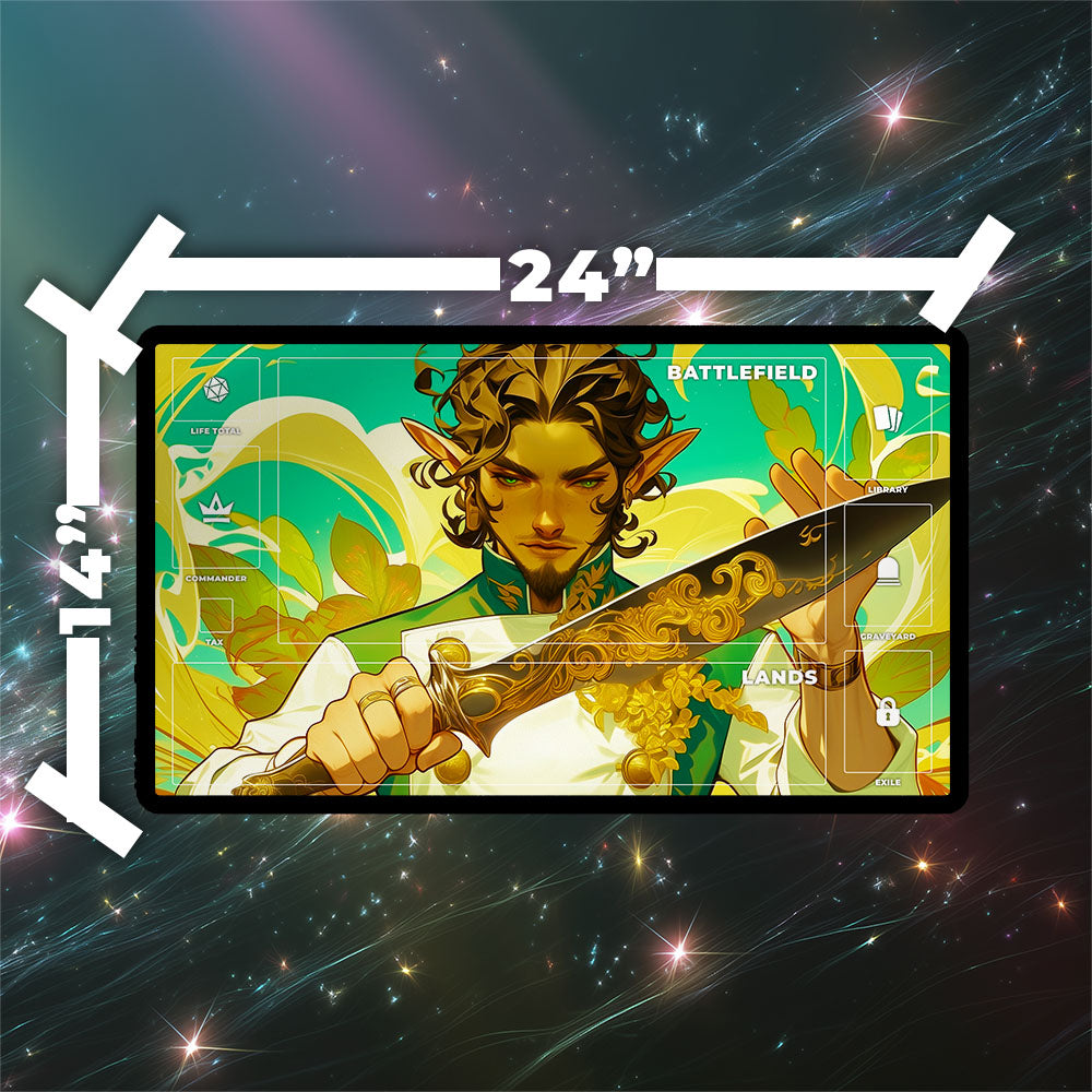 Rocco Cabaretti Caterer Playmat | TCG Playmat | Elf Chef Fantasy Artwork With Zones Option | 24x14 | 32x16 Sizes