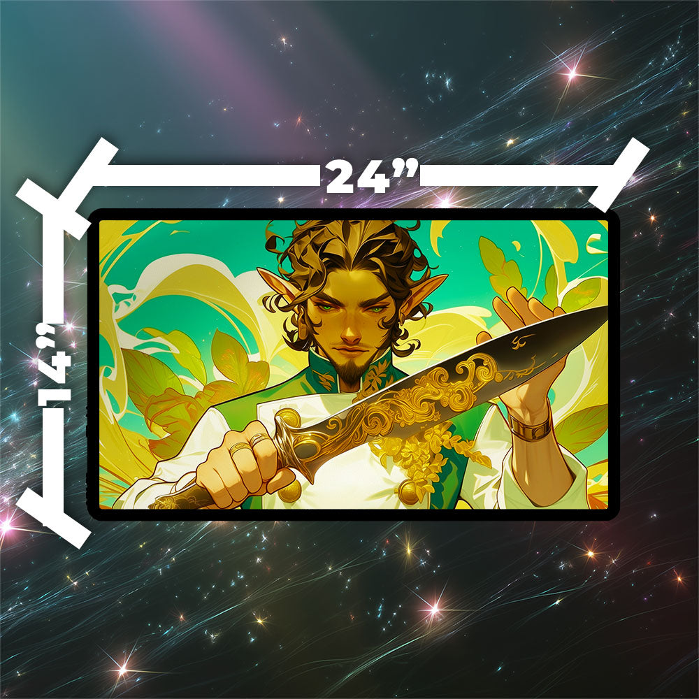 Rocco Cabaretti Caterer Playmat | TCG Playmat | Elf Chef Fantasy Artwork With Zones Option | 24x14 | 32x16 Sizes