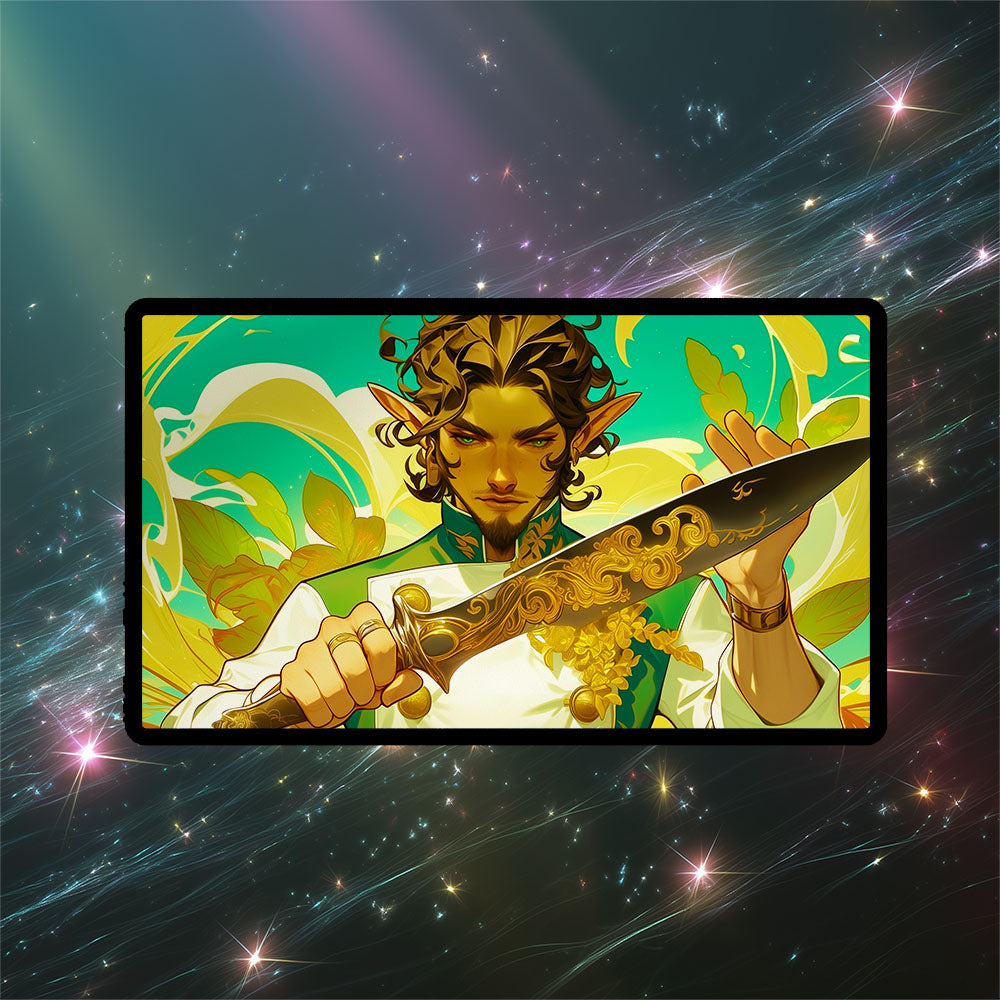 Rocco Cabaretti Caterer Playmat | TCG Playmat | Elf Chef Fantasy Artwork With Zones Option | 24x14 | 32x16 Sizes