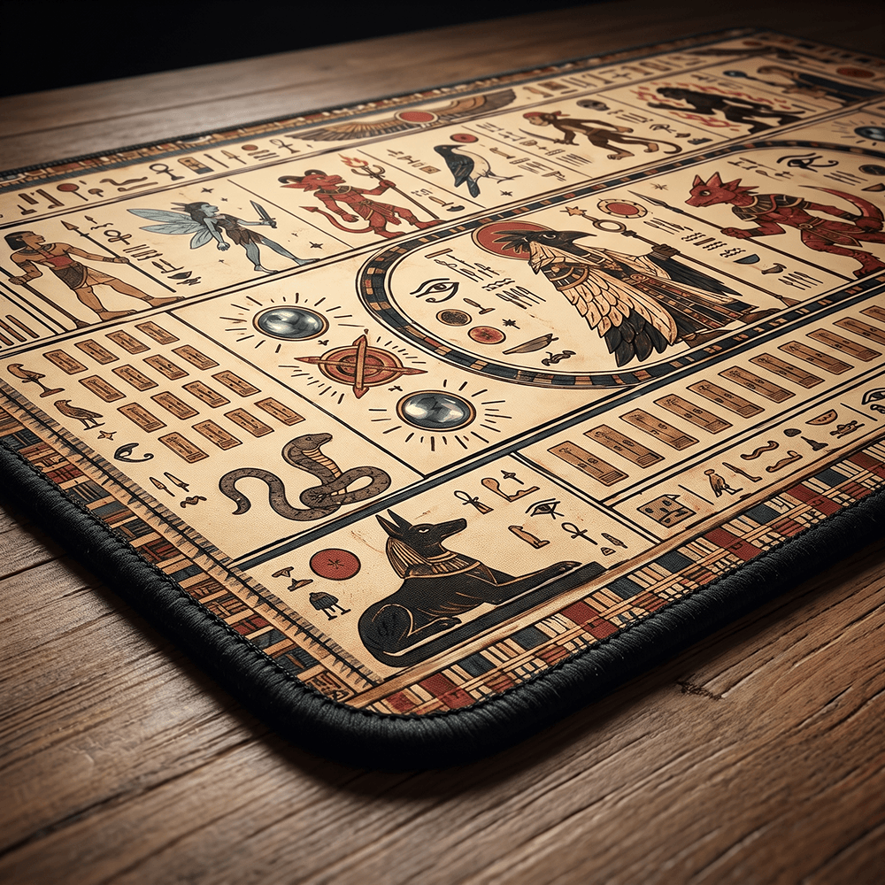 Egyptian Temple Mural Playmat | Warrior & Falcon Monk Design