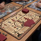 Egyptian Temple Mural Playmat | Warrior & Falcon Monk Design