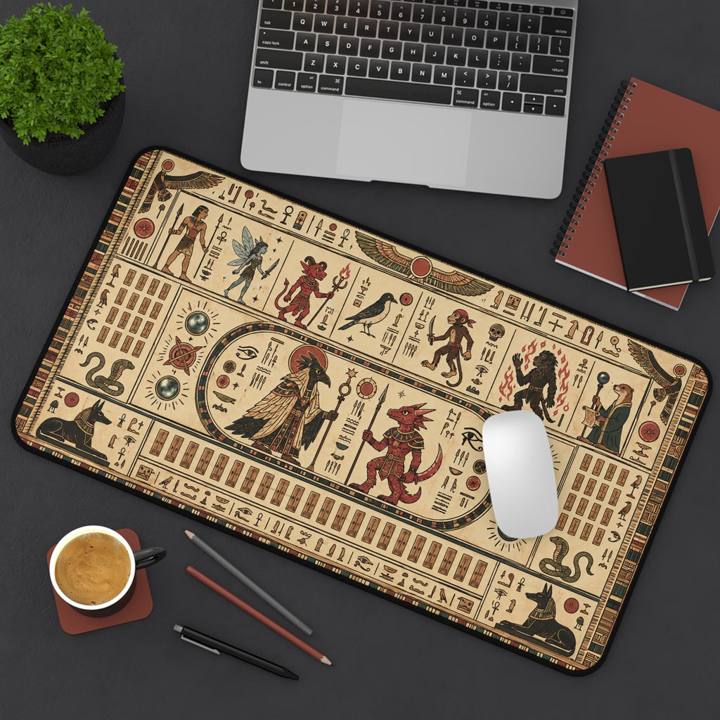 Egyptian Temple Mural Playmat | Warrior & Falcon Monk Design