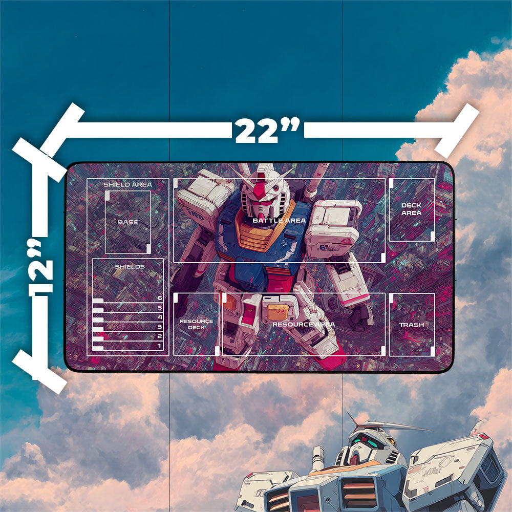 RX-78-2 Gundam Playmat | Gundam TCG Playmat | Iconic Mobile Suit with Zones Option | 24x14 | 22x12 | 32x16 Sizes