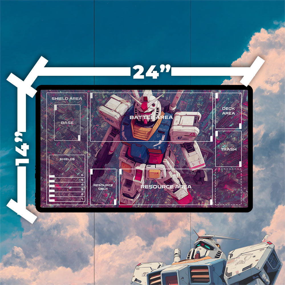 RX-78-2 Gundam Playmat | Gundam TCG Playmat | Iconic Mobile Suit with Zones Option | 24x14 | 22x12 | 32x16 Sizes