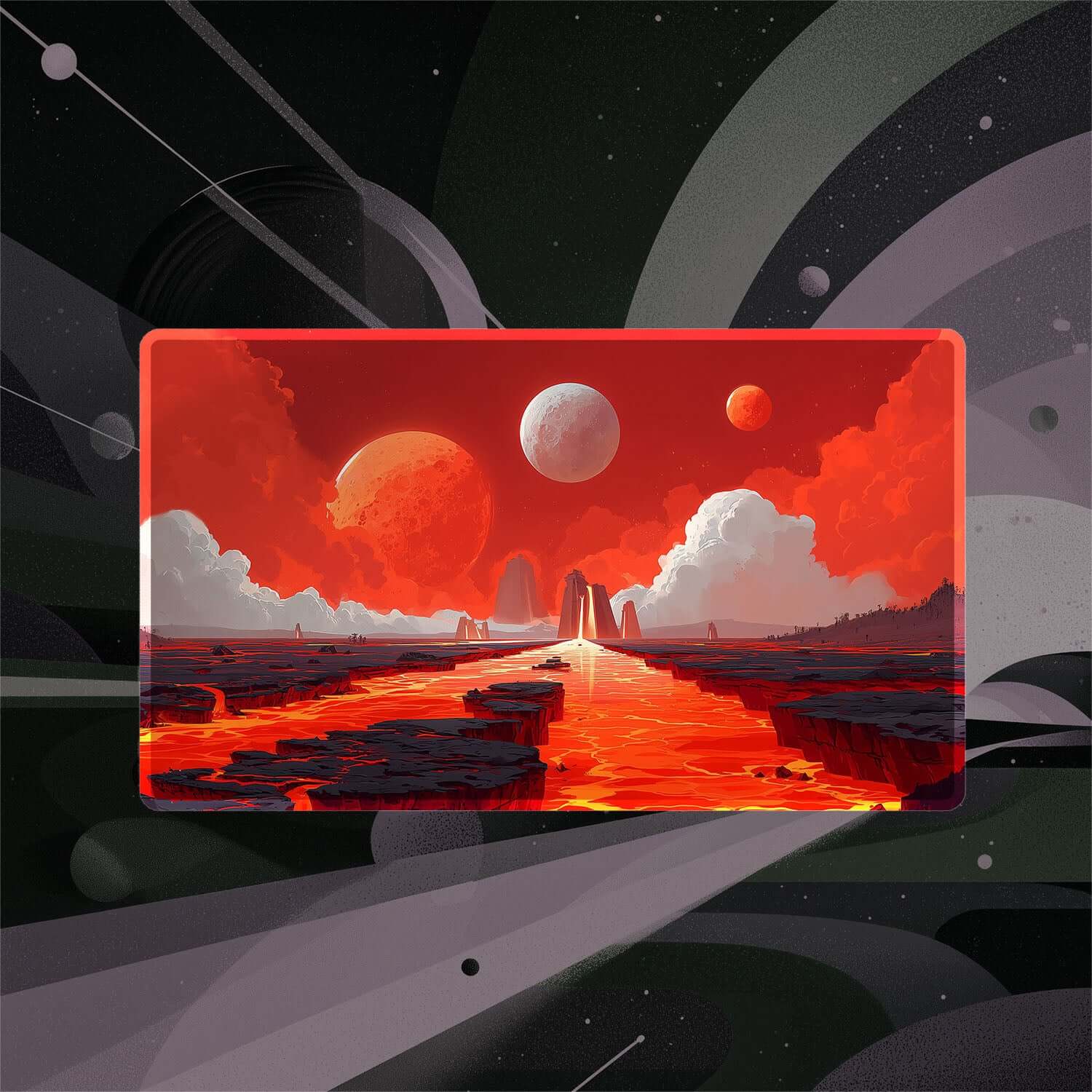 Sacred Foundry Stellar Sights (Borderless) | Magic the Gathering Playmat | 24" x 14" (with Stitched Edges)