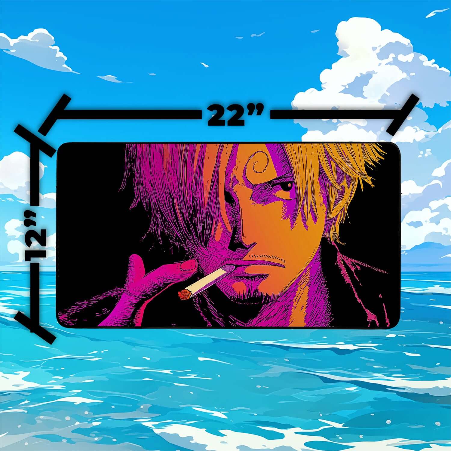 Sanji Playmat | One Piece Playmat | Straw Hat Crew Playmat with Zones Option | 24x14 | 22x12 | 32x16 Sizes